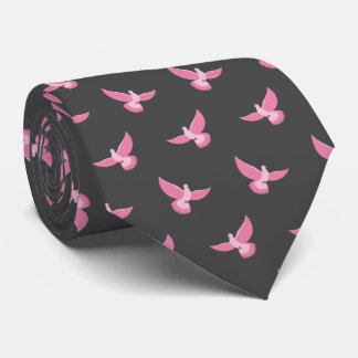 Cravate Motif mignon rose gris pigeon