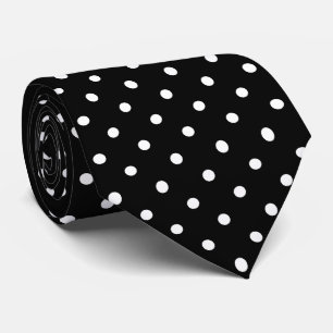 Cravate Motif mini pois blanc sur fond noir