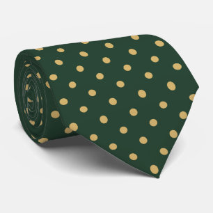 Cravate Motif mini pois dorés sur fond vert forêt
