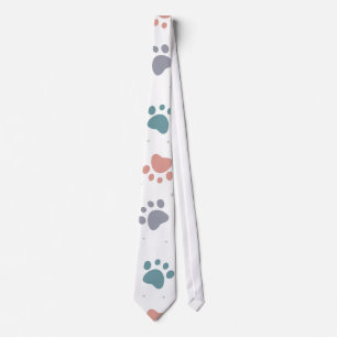 Cravate Motif minimaliste aux empreintes de pattes pastel
