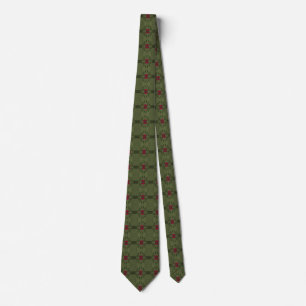 Cravate Motif minimaliste vert et rouge sans couture