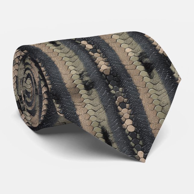 Cravate Motif moderne de peau de serpent (Roulé)
