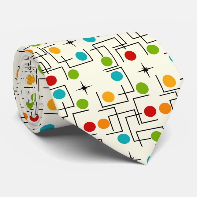 Cravate Motif moderne du milieu du siècle Jaune (Roulé)