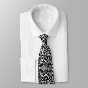 Cravate Motif moderne géométrique abstrait noir et blanc