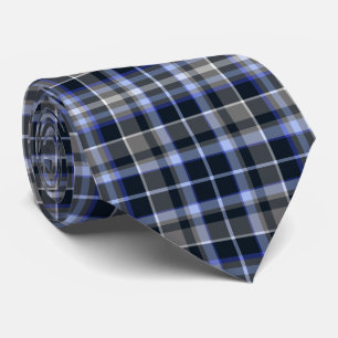 Cravate Motif moderne gris bleu Tartan