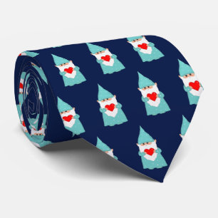 Cravate Motif moderne Noël Gnome sur Navy Blue