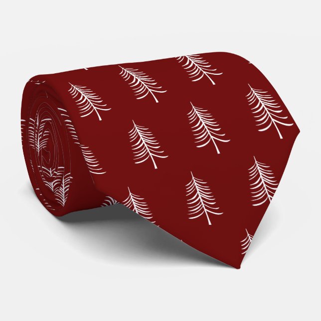 Cravate Motif moderne simple rouge sapin de Noël (Roulé)