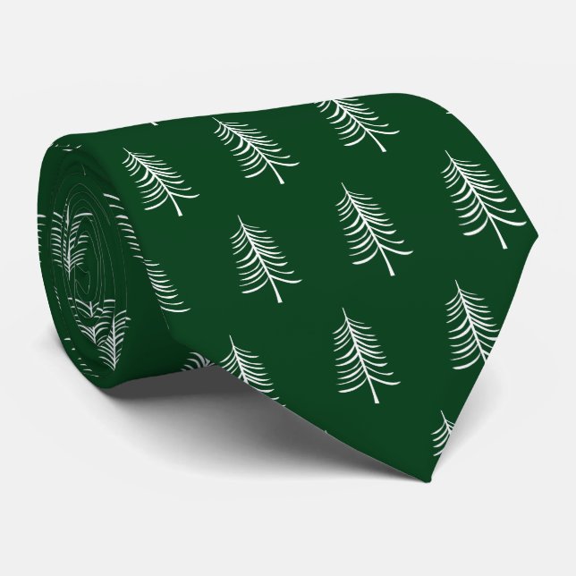 Cravate Motif moderne simple vert sapin de Noël (Roulé)