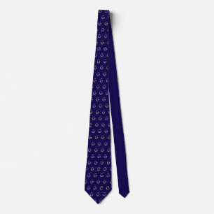 Cravate Motif monogramme bleu foncé et beige