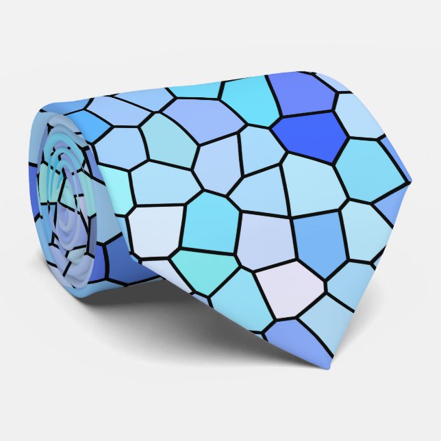Cravate Motif Mosaïque Bleu (Roulé)