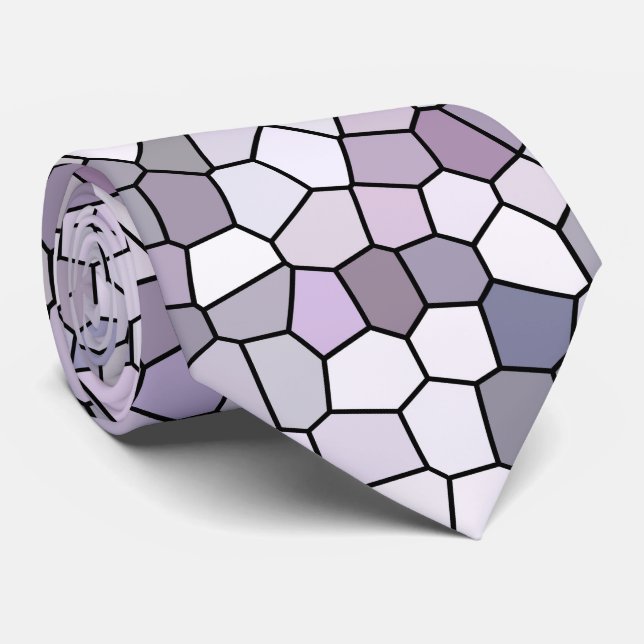Cravate Motif mosaïque gris violet (Roulé)