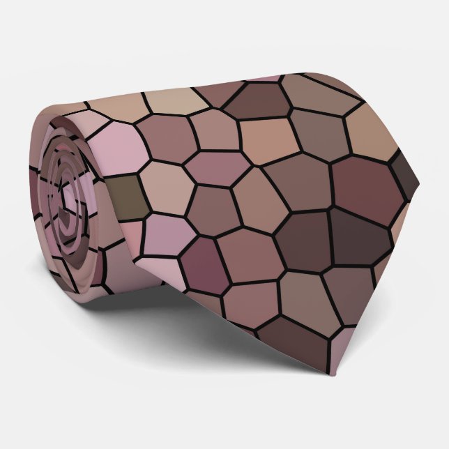 Cravate Motif Mosaïque Marron (Roulé)