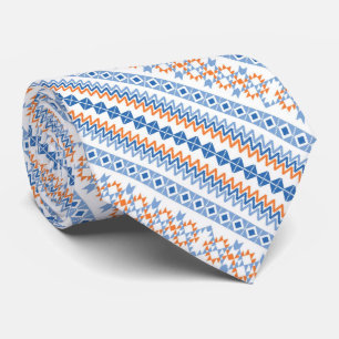 Cravate Motif Motif Tribal Aztec bleu orange