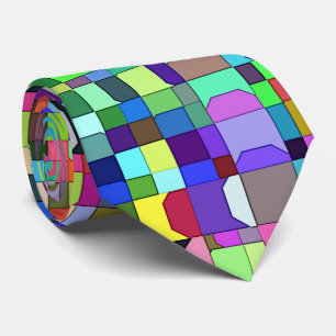 Cravate Motif multicolore de formes de carrés abstraits