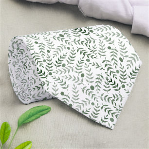 Cravate Motif naturel de la feuille de fougère verte foncé