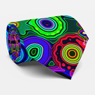 Cravate Motif néon abstrait psychédélique groovy