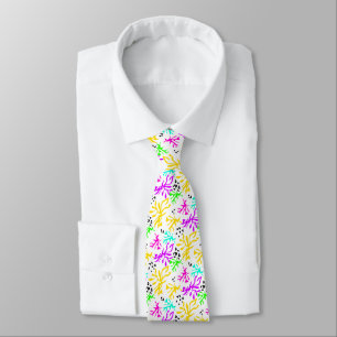 Cravate motif néon multicolore Abstrait