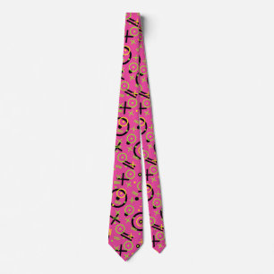 Cravate motif Neon Pink et Blue Doodle des années 80/90