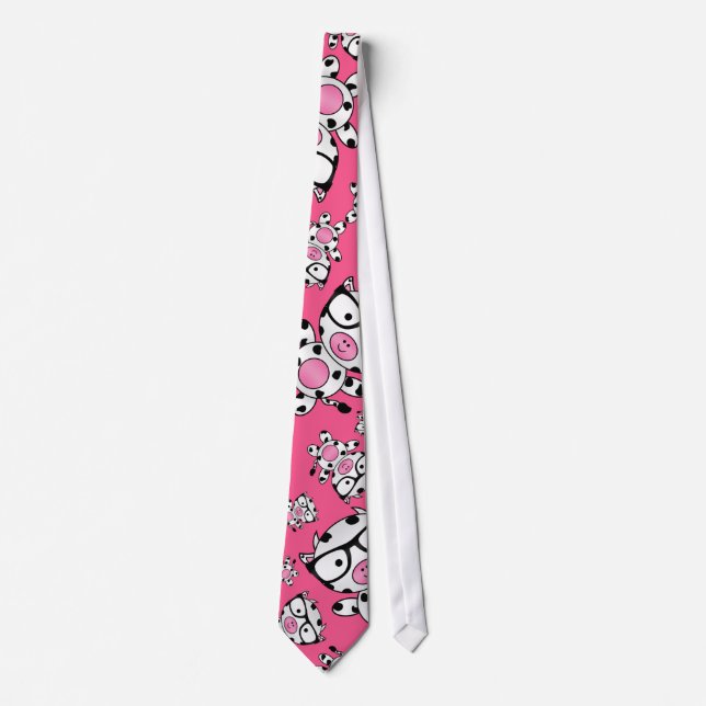 Cravate Motif nerd rose de vache (Devant)
