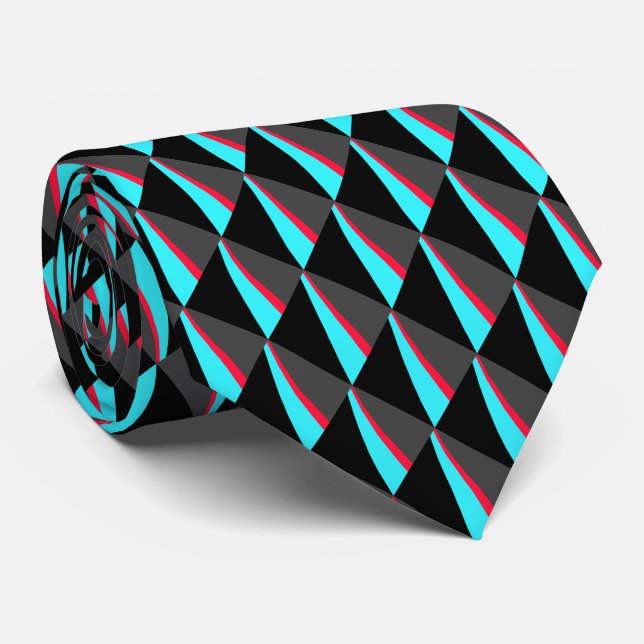Cravate Motif noir bleu rouge gris (Roulé)