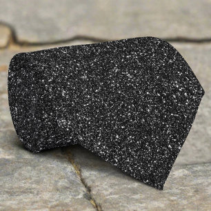 Cravate Motif Noir Brillant Métallisé Pailleté