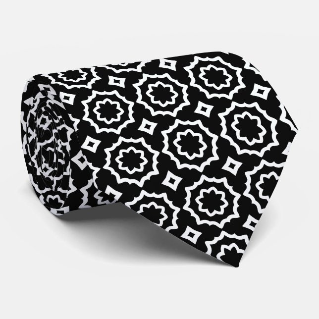 Cravate Motif noir et blanc (Roulé)