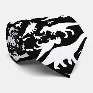 Cravate Motif noir et blanc de dinosaure