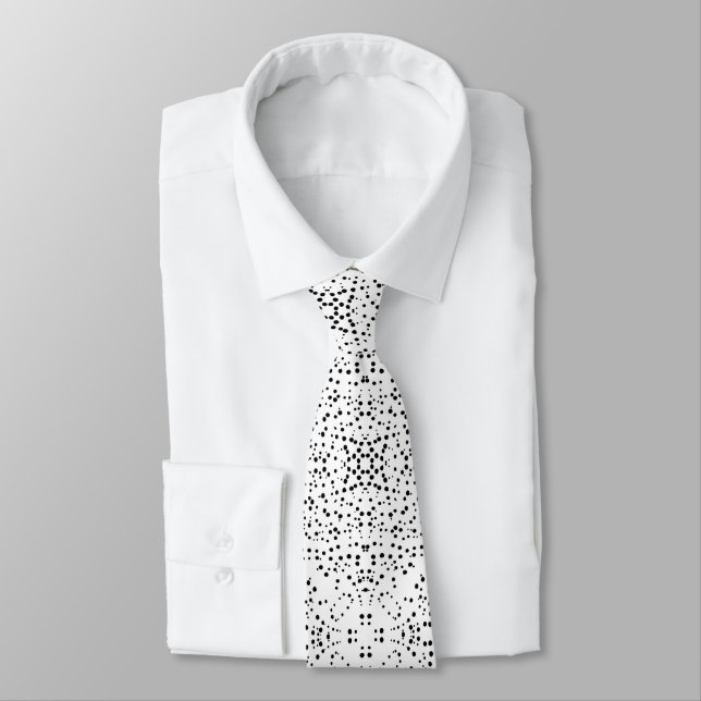 Cravate Motif noir et blanc Spatter Dot Art Abstrait (Attaché)