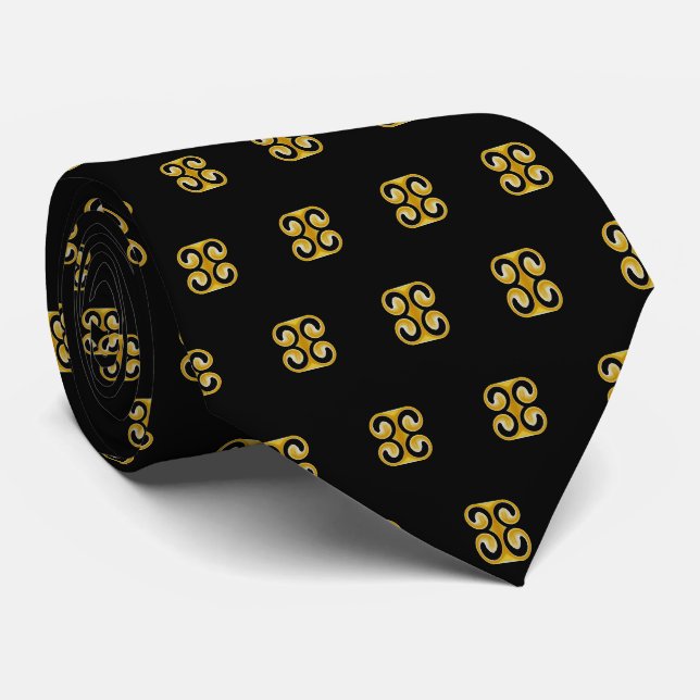 Cravate Motif noir jaune royal élégant (Roulé)