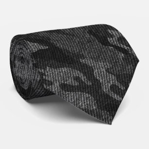 Cravate motif noir monochromatique de camouflage