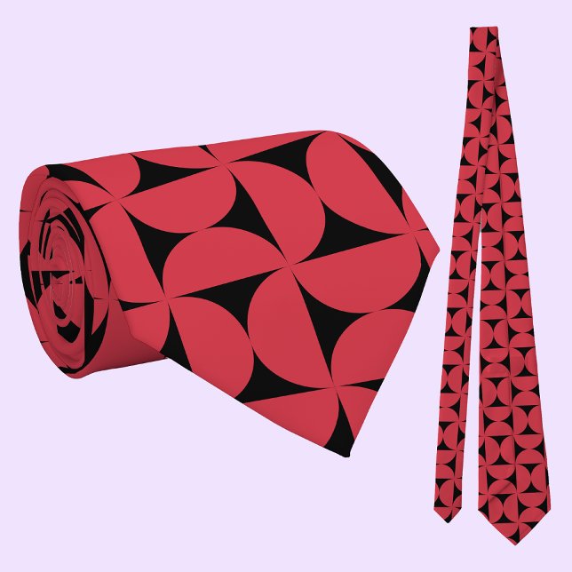 Cravate Motif noir rouge géométrique (Créateur téléchargé)