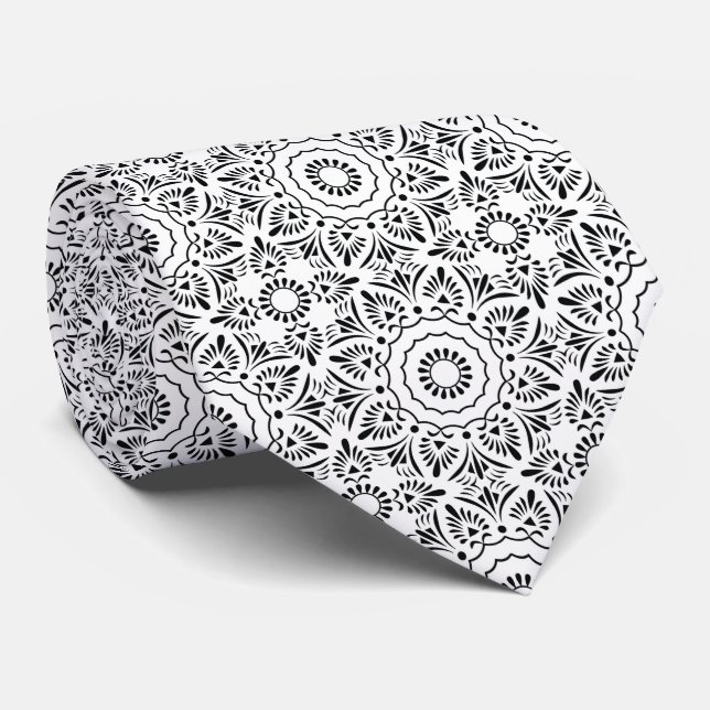 Cravate Motif noir turc arabe indien ethnique (Roulé)