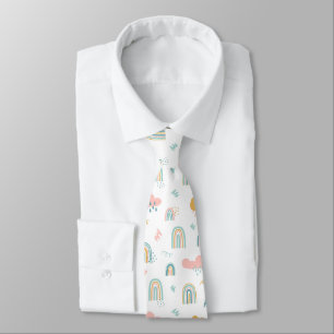 Cravate Motif nuage Rainbow et pluie amusant