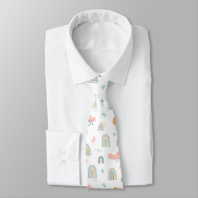 Cravate Motif nuage Rainbow et pluie amusant (Attaché)
