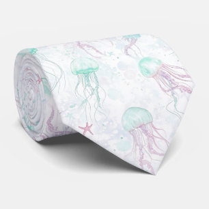 Cravate Motif océan à l'aquarelle de méduses rêveur