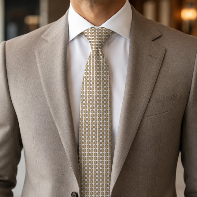 Cravate Motif octogonal beige moderne (Créateur téléchargé)