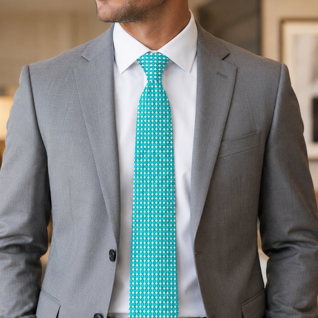 Cravate Motif octogonal turquoise moderne (Créateur téléchargé)