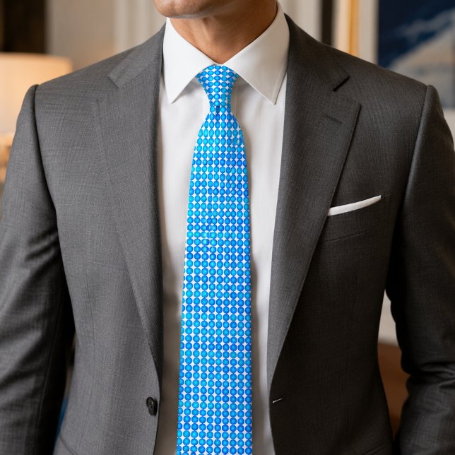 Cravate Motif octogone bleu moderne (Créateur téléchargé)