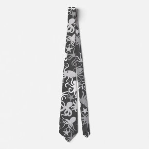 Cravate Motif octopus.b D Gris BG