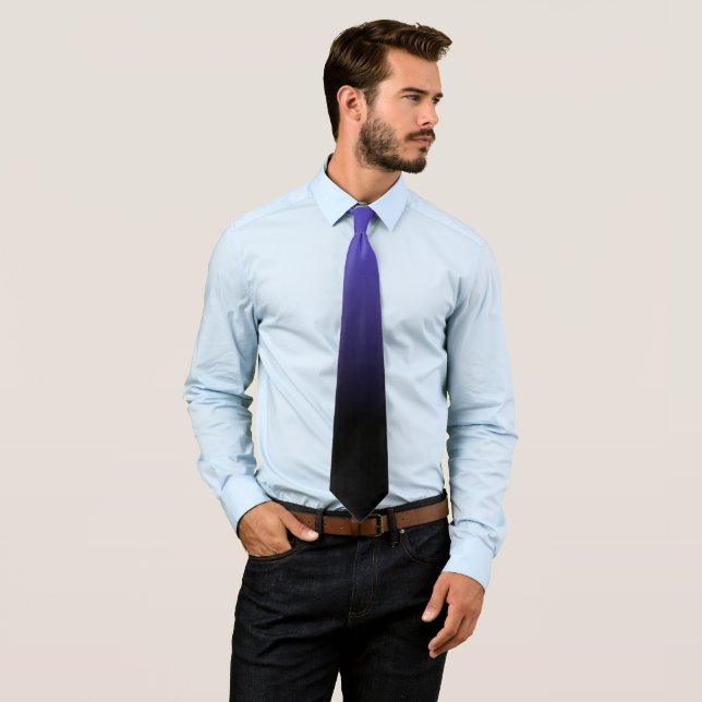 Cravate Motif ombré bleu océan et noir (En situation)