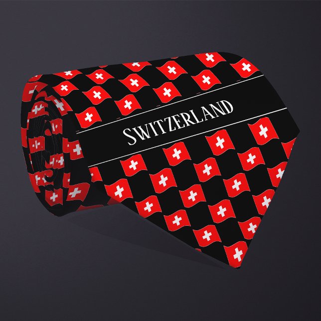Cravate Motif ondulé du drapeau de la Suisse  (Créateur téléchargé)