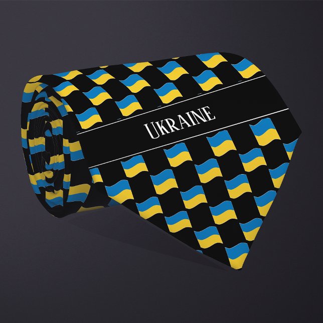Cravate Motif ondulé du drapeau de l'Ukraine  (Créateur téléchargé)