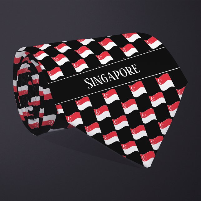 Cravate Motif ondulé du drapeau de Singapour  (Créateur téléchargé)