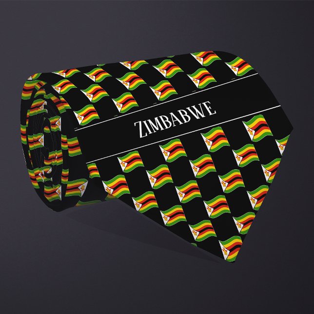 Cravate Motif ondulé du drapeau du Zimbabwe  (Créateur téléchargé)