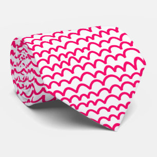 Cravate Motif ondulé - Rouge néon sur fond blanc