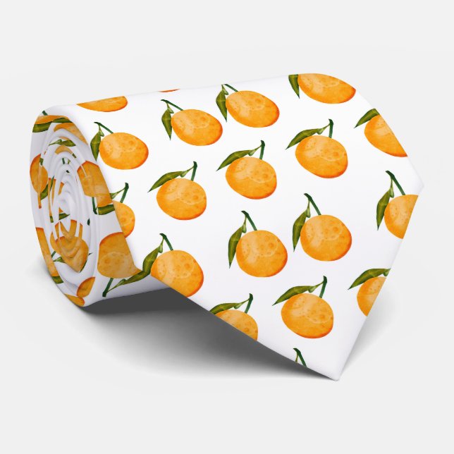 Cravate Motif orange aquarelle (Roulé)