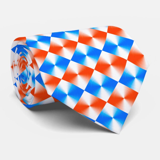 Cravate Motif orange et bleu (Roulé)