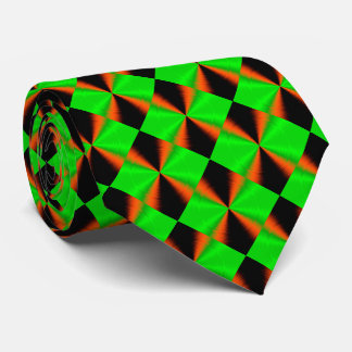Cravate Motif orange vert noir diamant