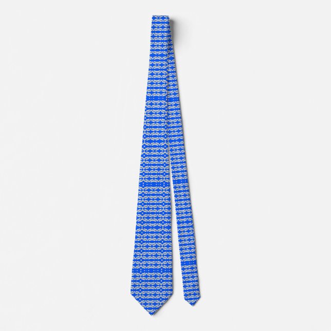 Cravate motif ornemental bleu-jaune (Devant)