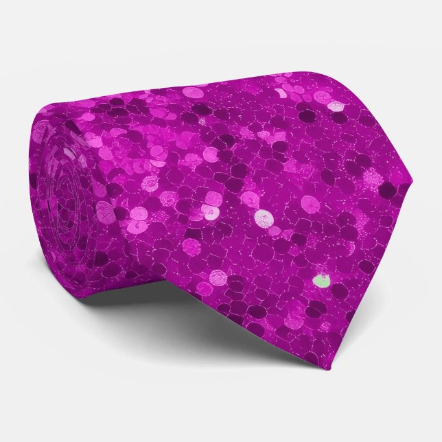 Cravate Motif Pailleté Faux Glam Rose Profond (Roulé)